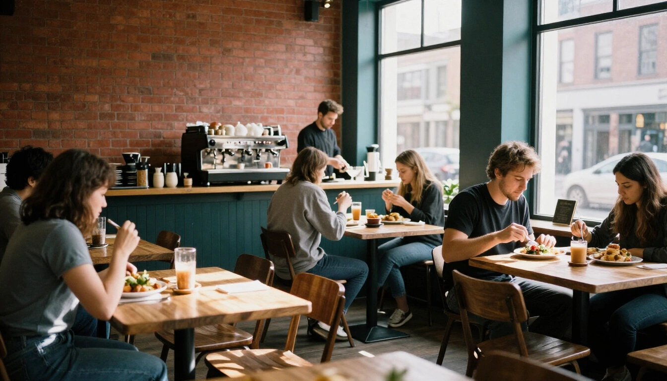Busy morning service inside Four Ate Five cafe on Crown Street, Surry Hills