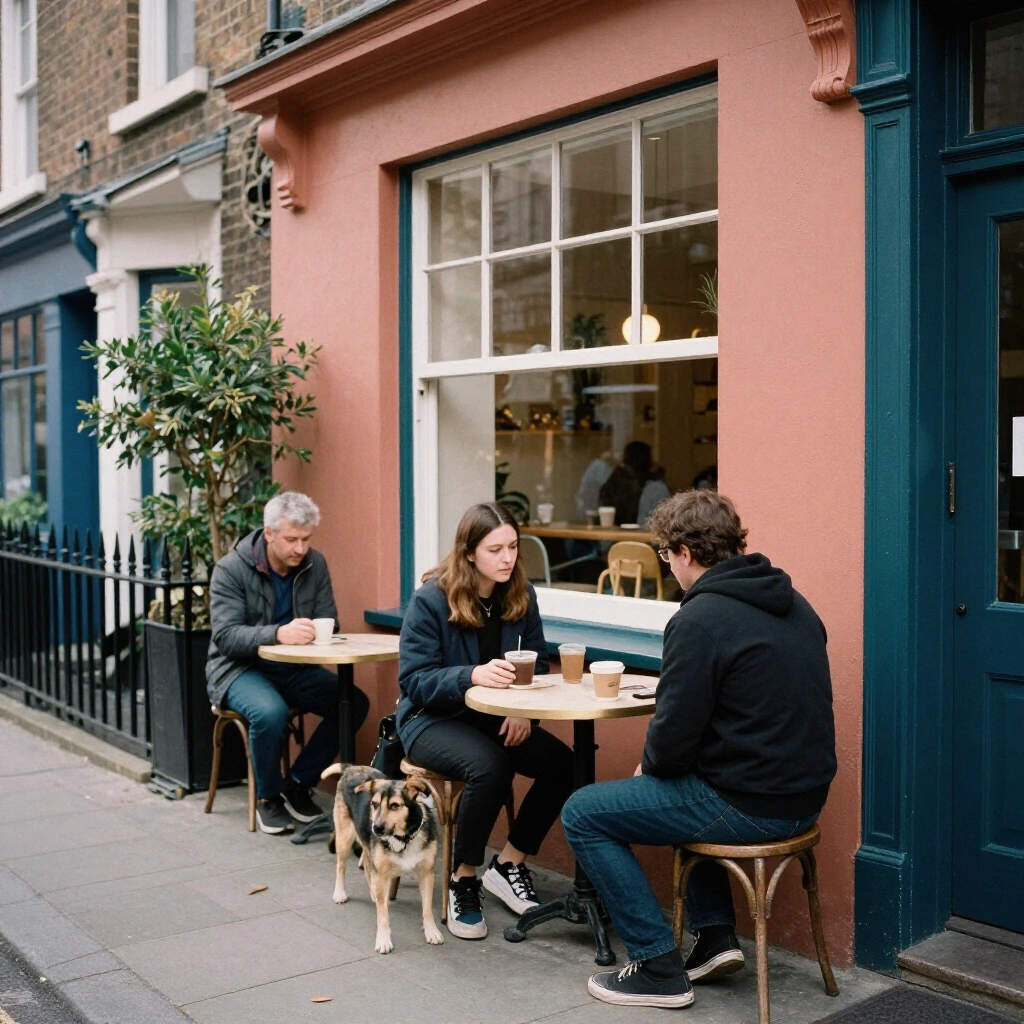 Footpath tables outside the Crown Street shopfront on a sunny morning